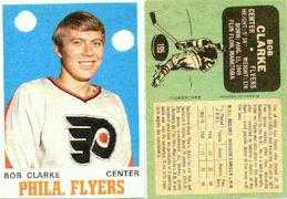 Former Philadelphia Flyers' center Bobby Clarke bows his head